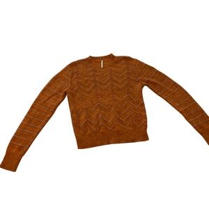 Free People Chevron Knit Sweater Rust Orange Women's Size Medium